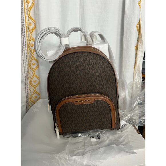 Michael Kors Medium Logo Backpack Brown Monogram NWT - Picture 5 of 5